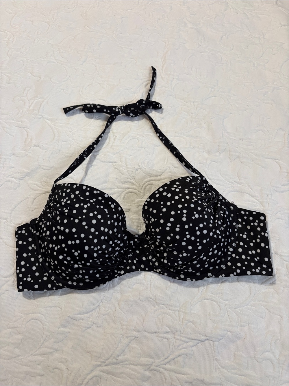 Victoria's Secret Black and White Polka Dot Halter‎ Bikini Top